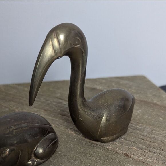 Vintage Brass animals elephant crane frog - Picture 5 of 8